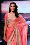 Anushree Reddy_Peach Organza Embroidery Zari Ishraat Saree With Unstitched Blouse  _Online_at_Aza_Fashions