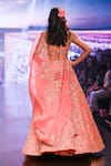 Buy_Anushree Reddy_Orange Organza Embroidery Floral Motifs Basrat Bridal Lehenga Set  _Online_at_Aza_Fashions