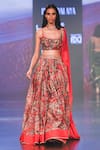 Buy_PUNIT BALANA_Red Satin Silk Print And Embellishment Abstract Surkh Laal Bridal Lehenga Set _Online_at_Aza_Fashions