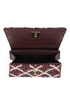 Shop_The Leather Garden_Wine Sequin Erica Embellished Mini Bag _Online_at_Aza_Fashions
