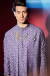 Shop_Bubber Couture_Purple Modal, Silk Embroidery Medallion Print Bundi _Online_at_Aza_Fashions