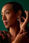 Shop_Esme by Aashna Dalmia_Gold Plated Stone Circular Shaped Hoops _Online_at_Aza_Fashions