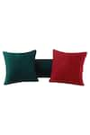 Shop_Throwpillow_Emerald Green Blend Of Cotton And Polyester Pleated Cushion Cover - Single Pc _Online_at_Aza_Fashions