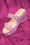 Around Always_Purple Embroidery Emily Strap Wedges _Online_at_Aza_Fashions
