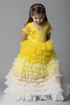 Darleen Kids Couture_Yellow Net Embroidery Beads The Empress Layered Gown _Online_at_Aza_Fashions
