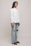 Buy_Escape By Aishwarya_White Cotton Satin Sequins Collared Not So Basic Shirt _Online_at_Aza_Fashions