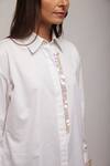 Escape By Aishwarya_White Cotton Satin Sequins Collared Not So Basic Shirt _at_Aza_Fashions