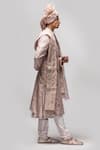 Shop_Asuka_Pink Raw Silk Embroidery Kiran Dori Work Sherwani Set _Online_at_Aza_Fashions