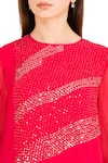 Rohit Gandhi + Rahul Khanna_Fuchsia Viscose Georgette Embroidery Sequin Round Asymmetric Ombre Top _at_Aza_Fashions