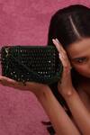 Forever Noor_Emerald Green Embellished Crystal Boat Star Bag _Online_at_Aza_Fashions