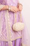 Forever Noor_Beige Embellished Zuri Oval Shaped Clutch _Online_at_Aza_Fashions