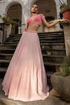 Shop_Amrin khan_Pink Georgette Embroidery Beads V Neck Chikankari Lehenga Set  _Online_at_Aza_Fashions