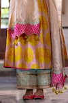 Buy_Rajiramniq_Yellow Kurta Silk Printed And Embroidered Moroccan Keyhole Round Neck Set _Online_at_Aza_Fashions