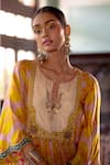 Shop_Rajiramniq_Yellow Kurta Silk Printed And Embroidered Moroccan Keyhole Round Neck Set _Online_at_Aza_Fashions