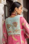 Buy_Rajiramniq_Pink Anarkali Chanderi Tissue Printed And Embroidered Floral Gathered Set _Online_at_Aza_Fashions