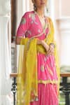 Rajiramniq_Yellow Crepe Print Floral V Neck Fariba Bloom Kurta Set _Online_at_Aza_Fashions