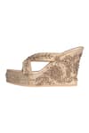 Shop_Fuchsia_Gold Zari, Pearls Nargis Floral Embroidered Wedges And Clutch Set _Online_at_Aza_Fashions