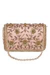 Fuchsia_Pink Zari, Embroidery Silk Royal Bride Wedges And Clutch Set _Online_at_Aza_Fashions