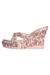 Shop_Fuchsia_Pink Zari, Embroidery Silk Royal Bride Wedges And Clutch Set _Online_at_Aza_Fashions
