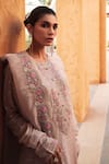 Buy_Label Varsha_Pink Kurta Viscose Organza Woven Embroidered Floral Round Set _Online_at_Aza_Fashions