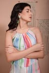 AROOP SHOP INDIA_Multi Color Recycled Chiffon Printed Striped Halter Mia Jumpsuit _Online_at_Aza_Fashions