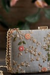 Amyra Grey Embroidery Floral Creeper Pattern Box Clutch Online at Aza Fashions Amyra_Grey Embroidery Floral Creeper Pattern Box Clutch_Online_at_Aza_Fashions