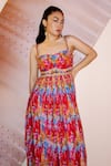 Buy_Joskai Studio_Multi Color Cotton Silk Printed Brushstroke Sweetheart Neck Gown _Online_at_Aza_Fashions