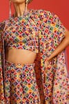 Buy_LABEL SHRISTI CHETANI_Multi Color Natural Crepe Printed Digital Halter Cape With Pant Set _Online_at_Aza_Fashions