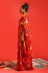 Buy_Label Shristi Chetani_Red Natural Crepe Digital Round Print Side-draped Gown _Online_at_Aza_Fashions