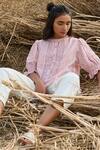 Shop_Ayaka_Pink Cotton Embroidery Round Neck Printed Top _Online_at_Aza_Fashions