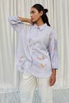 Shop Ayaka Blue Cotton Embroidery Collared Shirt Online at Aza Fashions Shop_Ayaka_Blue Cotton Embroidery Collared Shirt _Online_at_Aza_Fashions