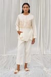 Ayaka White Cotton Embroidery Round Neck Floral Straight Top Online at Aza Fashions Ayaka_White Cotton Embroidery Round Neck Floral Straight Top _Online_at_Aza_Fashions