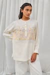Ayaka White Cotton Embroidery Round Neck Floral Straight Top at Aza Fashions Ayaka_White Cotton Embroidery Round Neck Floral Straight Top _at_Aza_Fashions