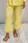 Ayaka_Yellow 100% Organic Cotton Made With Soyabean Front Pleated Trouser _Online_at_Aza_Fashions