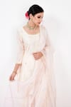 Shop_Label Flamingo By Vrinda_Ivory Cotton, Silk, Organza Pearls, Mirrorwork Embellished Kurta Sharara Set _Online_at_Aza_Fashions