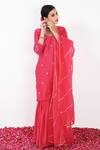 Buy_Label Flamingo By Vrinda_Pink Cotton, Silk, Organza Pearls, Sequins, Mirror Embellished Kurta Sharara Set 