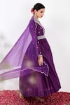 Shop_Label Flamingo By Vrinda_Purple Cotton, Silk, Lycra, Organza Floral Embroidered Anarkali Churidar Set _Online_at_Aza_Fashions