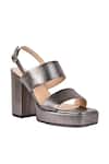 Vanilla Moon_Grey Plain Floral Leather Block Heels _Online_at_Aza_Fashions