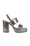 Buy_Vanilla Moon_Grey Plain Floral Leather Block Heels _Online_at_Aza_Fashions