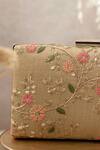 Amyra_Gold Embroidery Floral Creeper Box Clutch _Online_at_Aza_Fashions
