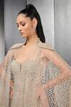 Shop_Rohit Gandhi + Rahul Khanna_Pink Tulle, Linen Sequins Astral Ombre Embellished Gown With Sheer Cape _Online_at_Aza_Fashions