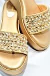 Foot Fuel_Gold Sequins, Zari Amorr Embellished Wedges _Online_at_Aza_Fashions