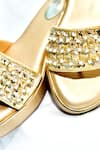 Buy_Foot Fuel_Gold Sequins, Zari Amorr Embellished Wedges _Online_at_Aza_Fashions