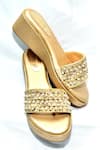 Buy_Foot Fuel_Gold Sequins, Zari Amorr Embellished Wedges _at_Aza_Fashions
