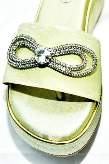 Foot Fuel_Green Stones Chicaa Embellished Wedges _Online_at_Aza_Fashions