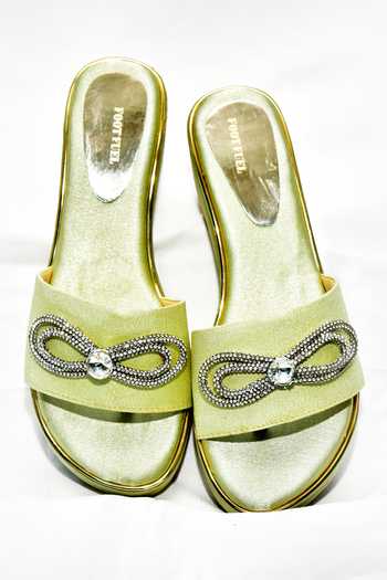 Buy_Foot Fuel_Green Stones Chicaa Embellished Wedges _Online_at_Aza_Fashions