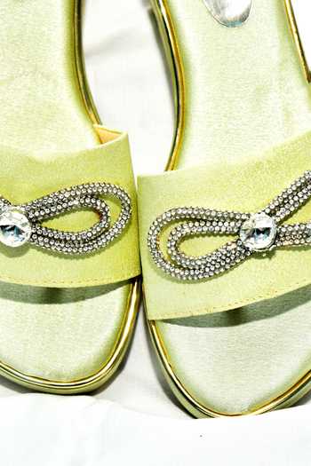 Shop_Foot Fuel_Green Stones Chicaa Embellished Wedges _Online_at_Aza_Fashions