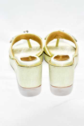 Foot Fuel_Green Stones Chicaa Embellished Wedges _at_Aza_Fashions