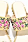 Shop_Foot Fuel_Gold Thread And Stone Work Bubbaaa Floral Embroidered Kolhapuri Wedges _Online_at_Aza_Fashions