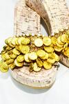 Foot Fuel_Gold Beads Rayne Coin Embellished Wedges _Online_at_Aza_Fashions